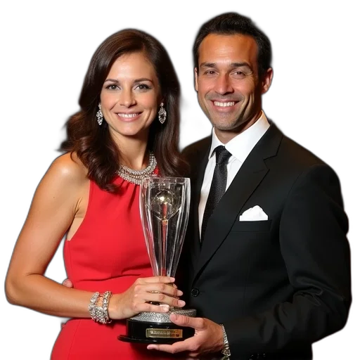 ancelo, his, daughter, trophy transparent PNG cut-out