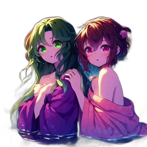 dress, pixel art, anime, vaporwave, concept art, underwater, neon lights, night transparent PNG cut-out