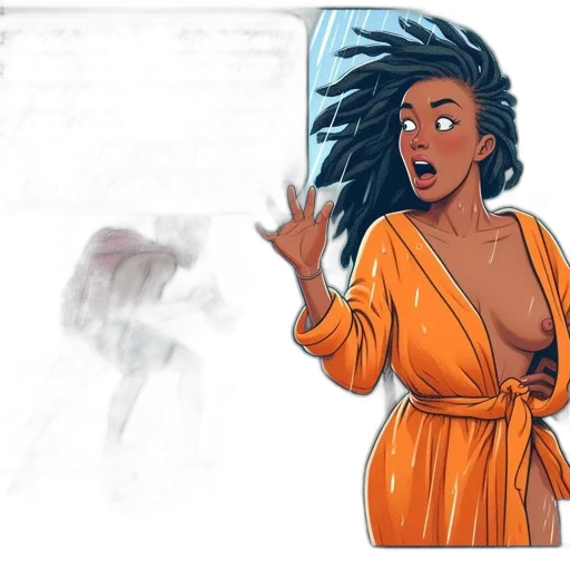 dress, comic book art, concept art, cartoon, underwater, fire, outer space, earth tones transparent PNG cut-out