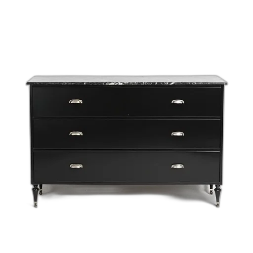 furniture, 3d render, dark, monochrome, black, dresser, marble, top transparent PNG cut-out