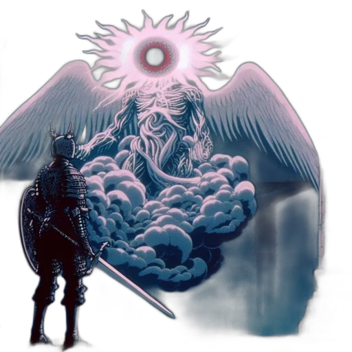 sword, dragon, staff, creature, concept art, fantasy art, vaporwave, pixel art transparent PNG cut-out