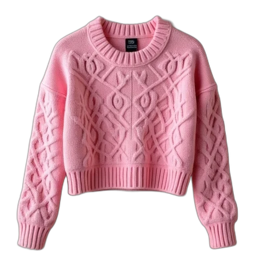 jacket, pastel, pink, knitted, crop, sweater, shown, above transparent PNG cut-out