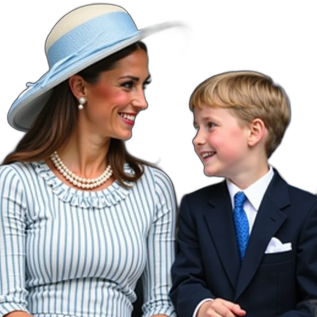 crown, hat, dress, jewelry, woman, white, blue, stripes transparent PNG cut-out