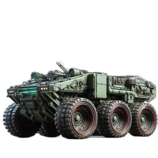 weapon, car, robot, concept art, 3d render, photorealistic, pixel art, large transparent PNG cut-out