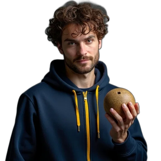 jacket, food, staff, crown, photorealistic, concept art, man, curly transparent PNG cut-out
