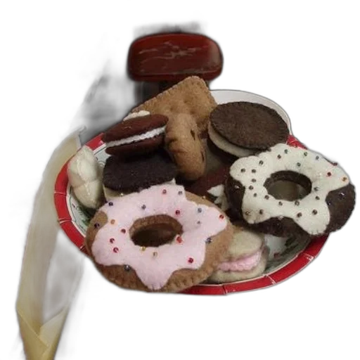 food, staff, plate, felt, donuts, cookies, sprinkles, top transparent PNG cut-out