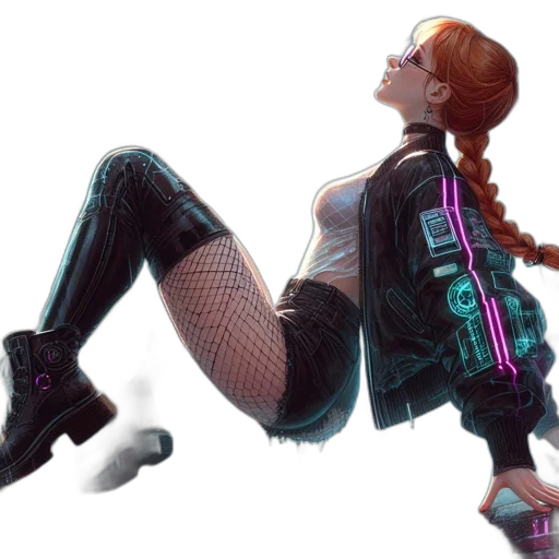 robot, jacket, shoes, cyberpunk, concept art, vaporwave, 3d render, neon lights transparent PNG cut-out