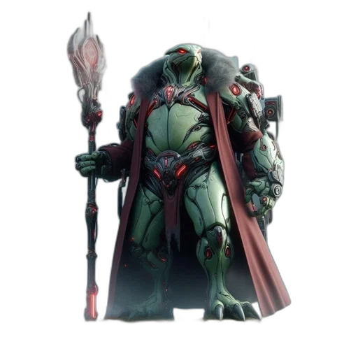 staff, concept art, fantasy art, 3d render, green, armored, creature, stands transparent PNG cut-out