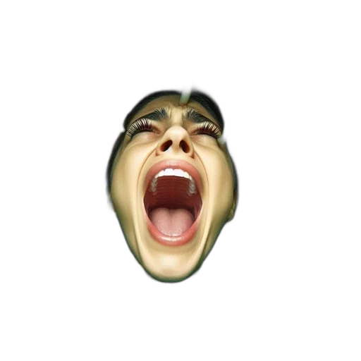 face, creature, mask, photorealistic, intense, portrait, screaming, woman transparent PNG cut-out