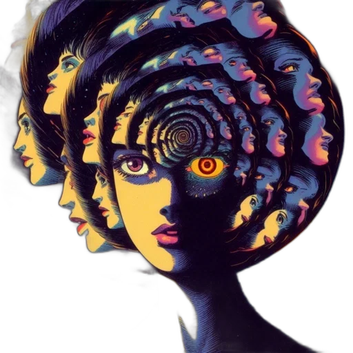 face, mask, hair, creature, comic book art, cyberpunk, concept art, fantasy art transparent PNG cut-out