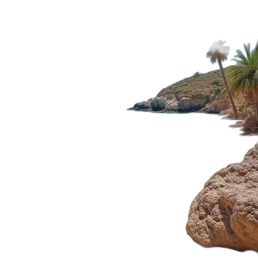 tree, umbrella, hair, hat, photorealistic, 3d render, concept art, beach transparent PNG cut-out