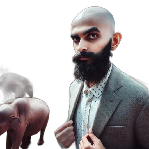 animal, creature, concept art, photorealistic, 3d render, fantasy art, man, bald transparent PNG cut-out