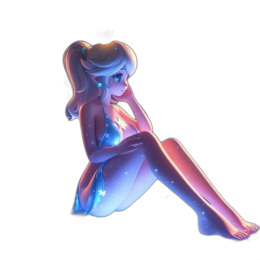 staff, dress, robot, weapon, concept art, vaporwave, 3d render, watercolor transparent PNG cut-out