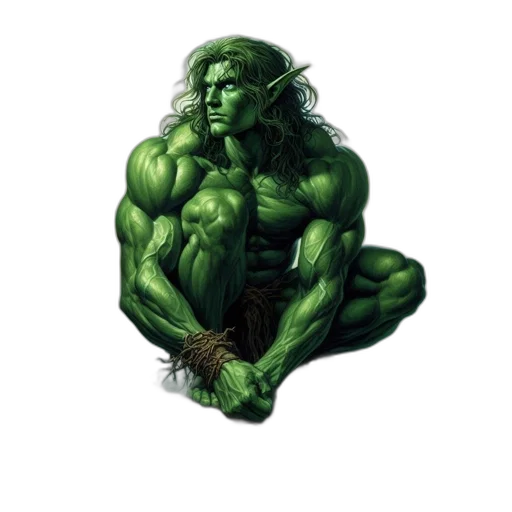 creature, staff, animal, comic book art, concept art, fantasy art, photorealistic, green transparent PNG cut-out