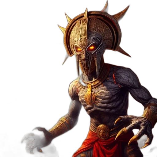 mask, fantasy art, concept art, 3d render, comic book art, formidable, mythological, creature transparent PNG cut-out