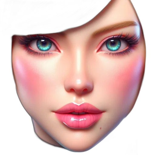 face, mask, hat, jewelry, photorealistic, 3d render, vaporwave, fantasy art transparent PNG cut-out