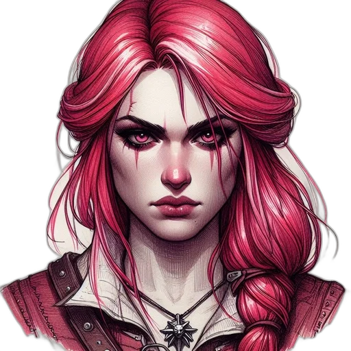 face, fantasy art, concept art, comic book art, cyberpunk, red, dark, colorful transparent PNG cut-out