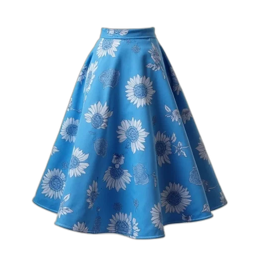 dress, umbrella, blue, skirt, floral, pattern, displayed, against transparent PNG cut-out
