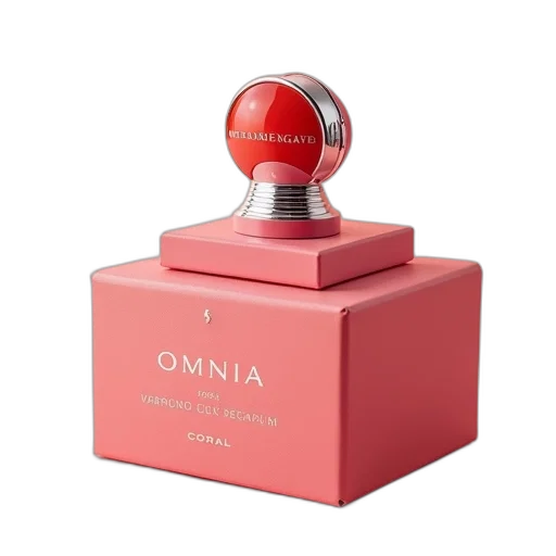 bottle, red, pink, box, words, bvlgari, omnia, along transparent PNG cut-out