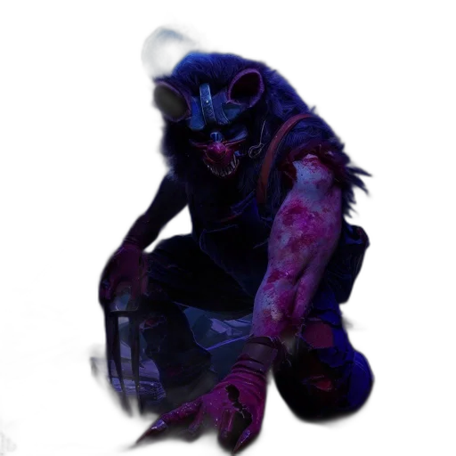 creature, mask, staff, animal, concept art, 3d render, vaporwave, cyberpunk transparent PNG cut-out
