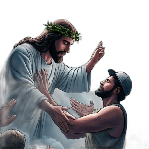 concept art, photorealistic, artful, composition, features, emblematic, christ-like, figure transparent PNG cut-out