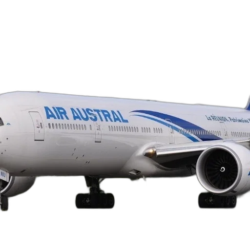 photorealistic, 3d render, white, air, austral, airplane, runway transparent PNG cut-out