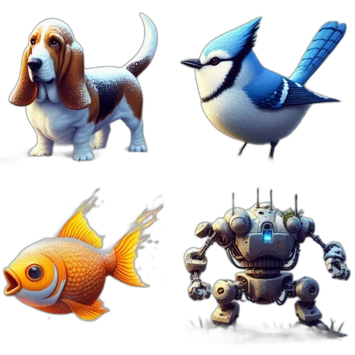 animal, concept art, 3d render, fantasy art, pixel art, blue, monochrome, image transparent PNG cut-out
