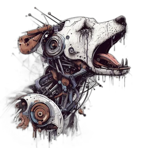 creature, animal, robot, face, concept art, watercolor, photorealistic, cyberpunk transparent PNG cut-out
