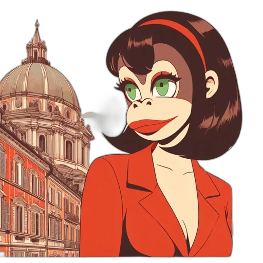 cartoon, concept art, comic book art, anime, city street, red, animated, woman transparent PNG cut-out