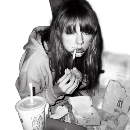 food, face, jacket, photorealistic, neon lights, monochrome, young, woman transparent PNG cut-out