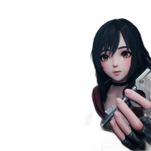 weapon, face, staff, robot, concept art, 3d render, anime, fantasy art transparent PNG cut-out