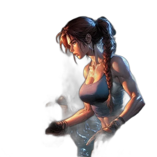 weapon, concept art, comic book art, pixel art, fantasy art, woman, blue, tank transparent PNG cut-out