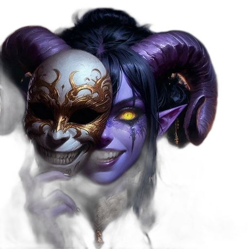 mask, face, fantasy art, concept art, photorealistic, 3d render, dark, ethereal transparent PNG cut-out