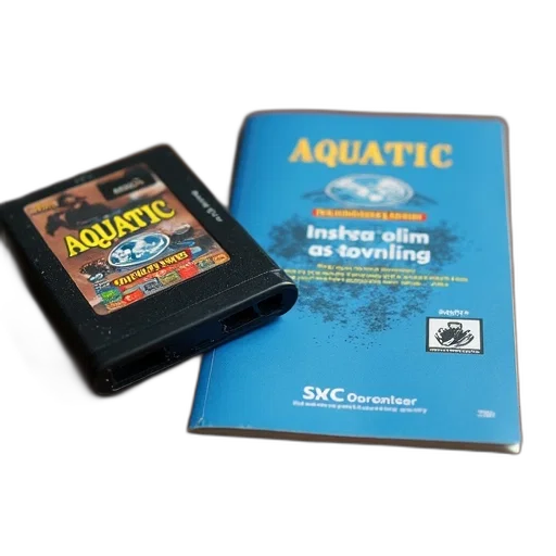 underwater, video, game, cartridge, instruction, manual, placed, wooden transparent PNG cut-out