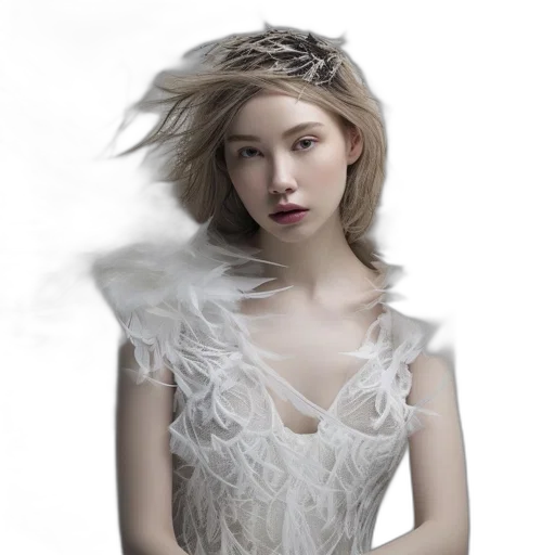 dress, hair, crown, mask, photorealistic, fantasy art, concept art, oil painting transparent PNG cut-out