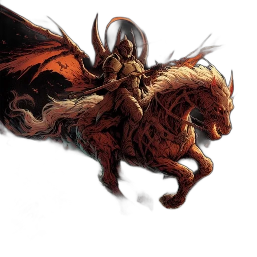 dragon, sword, fantasy art, concept art, comic book art, warrior, rides, fiery transparent PNG cut-out