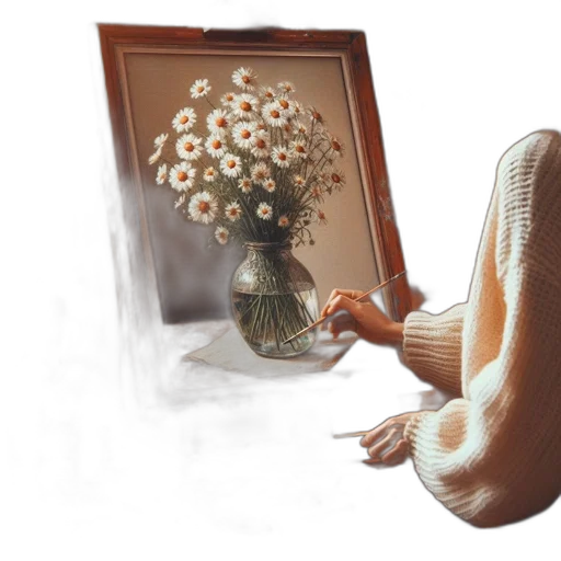 flower, dress, jewelry, mask, photorealistic, oil painting, concept art, watercolor transparent PNG cut-out