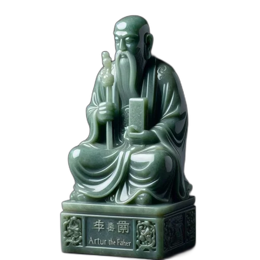 furniture, photorealistic, 3d render, jade, sculpture, features, seated, figure transparent PNG cut-out