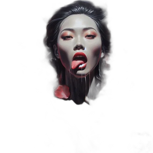 face, mask, creature, photorealistic, fantasy art, oil painting, concept art, red transparent PNG cut-out