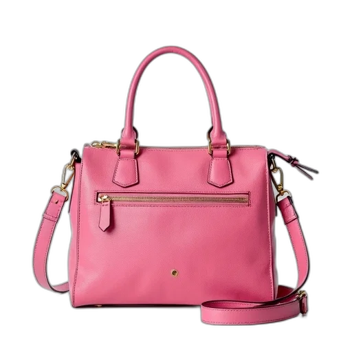 3d render, pastel, neon, colorful, pink, leather, handbag, textured transparent PNG cut-out