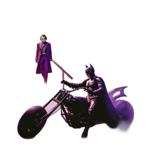 car, weapon, concept art, comic book art, pixel art, joker, batman, confront transparent PNG cut-out