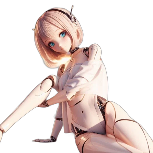 robot, dress, staff, weapon, concept art, anime, 3d render, cartoon transparent PNG cut-out