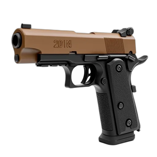 weapon, 3d render, realistic, rendering, handgun, brown, black, color transparent PNG cut-out