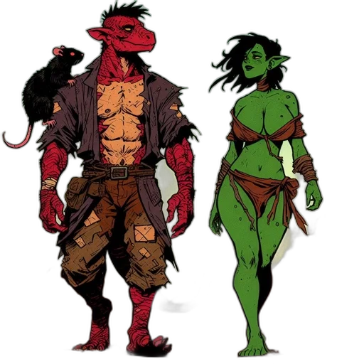 dragon, concept art, comic book art, fantasy art, pixel art, red, green, two transparent PNG cut-out