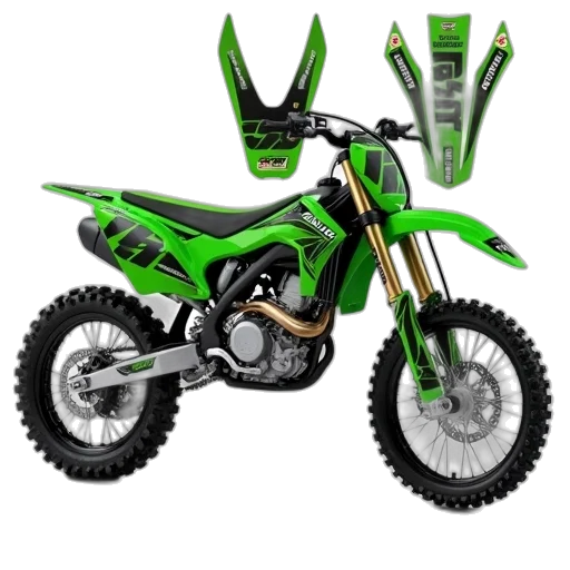 3d render, photorealistic, concept art, green, kit, new, kawasaki, rmz250r transparent PNG cut-out