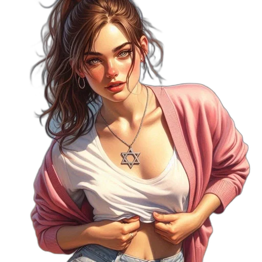 jewelry, jacket, dress, face, photorealistic, oil painting, fantasy art, concept art transparent PNG cut-out