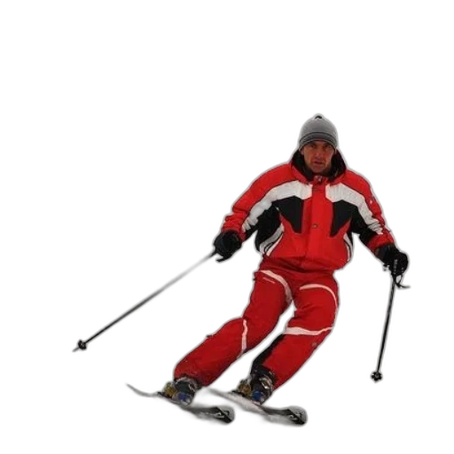 jacket, staff, skier, red transparent PNG cut-out