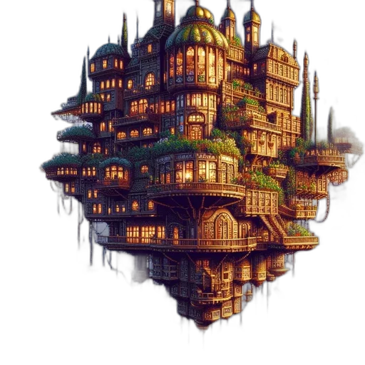 building, furniture, crown, dragon, fantasy art, concept art, pixel art, 3d render transparent PNG cut-out