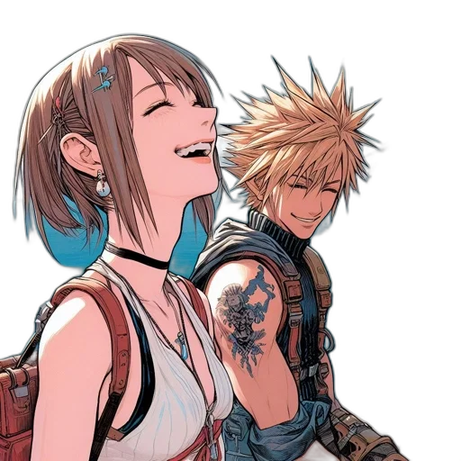 comic book art, concept art, cyberpunk, anime, blue, two, animated, characters transparent PNG cut-out