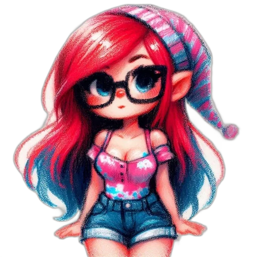 dress, hair, hat, cartoon, pixel art, fantasy art, anime, red transparent PNG cut-out